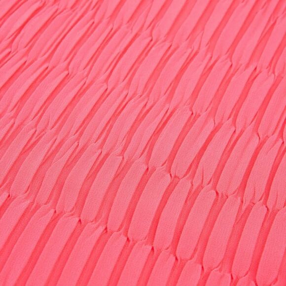 Ted Baker Women Gyda Blouse Sz 1 US 4 Neon Coral Pink Pleated Chiffon 3/4 Sleeve - Picture 5 of 16